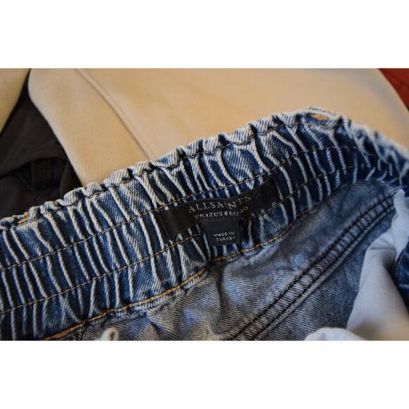 AllSaints Hailey Wide Leg Jeans Womens 8 Light Wash Raw Hem Cotton - Picture 3 of 4